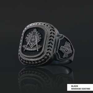Bague Maçonnique BOJ 017 Personnalisée Unisexe, Bague Chevalière Maître Maçon du Texas, Style Hip Hop Argenté, Prix Bas - Product Image 4