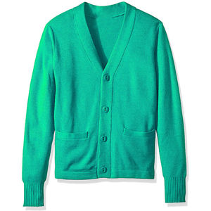 Cardigans tricotés pour hommes, personnalisables en usine, d'hiver, épais, anti-plis, à col en V ample, boutonnés, avec design simple à couleurs contrastées - Product Image 1