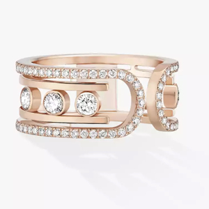 Rose <b>Gold</b> Diamond <b>Cocktail</b> <b>Ring</b> Geometric Design Round Brilliant Cut Women's Luxury Fine Jewelry - Product Image 1