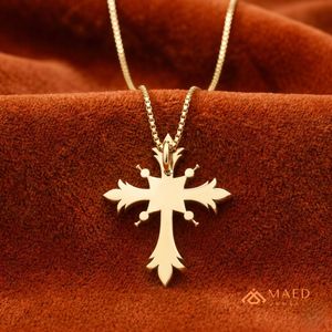 Gold Plated Iced Out Black <b>Gothic</b> Cross Moissanite Pendant Charm Luxury Hip Hop Unisex Necklace Statement Jewelry Fashion - Product Image 5