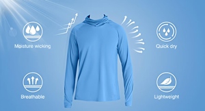 เสื้อตกปลาแบบมีฮู้ด แขนยาว ป้องกันรังสียูวี UPF 50 ระบายอากาศได้ดี กันน้ำ พิมพ์ลายแบบซับลิเมชั่น ป้องกันแบคทีเรีย ผลิตจากโพลีเอสเตอร์ 100% - Product Image 4