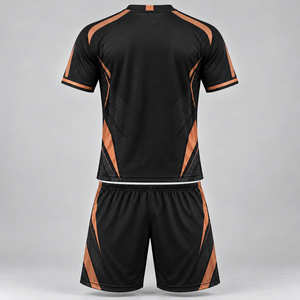 Uniforme de football en cuivre noir personnalisable, maillot et short de football sublimés avec logo personnalisé, kit d'équipe - Product Image 2