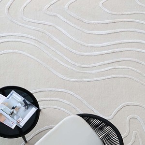 Alfombra Moderna de Diseño Abstracto Color Crema, Tejida a Mano, con Patrón de Contorno, Estilo Minimalista para Sala de Estar, Dormitorio, Decoración del Hogar, Estilo X - Product Image 5