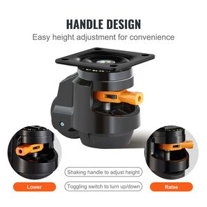 Set di 4 Ruote Livellanti per Mobili, Capacità di Carico 2200 Libbre, 2,5 Pollici, Rotazione a 360 Gradi, Design con Maniglia Migliorata - Product Image 2