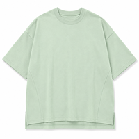 T-shirt en coton vert à manches courtes et col rond, coupe ample, décontracté, couleur unie, tricot jersey avec imprimé étoile