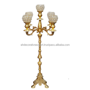 Luxury <b>Candelabra</b> 5 Arms With Glass Votive Hot Selling Gold Plated Embossed Handmade <b>Candelabra</b> Manufacturer & Supplier - Product Image 2