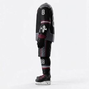 Nouvelle conception d'uniforme complet de hockey sur glace avec impression par transfert thermique, avec gants et chaussures, 100% polyester de qualité supérieure pour hommes - Product Image 5