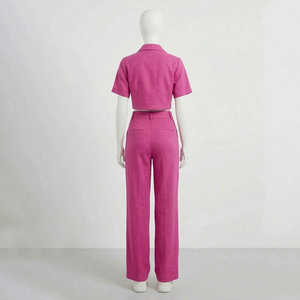 Ensemble de pantalon en jean 100 % coton délavé rose pour femme, style urbain, écologique, vintage, décontracté, deux pièces, pour l'hiver - Product Image 6