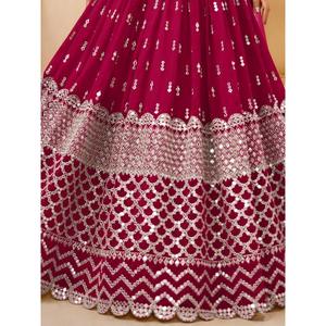 Fantastique vêtements de mariage en Georgette à paillettes rose vif Lehenga Choli - Product Image 1