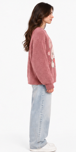 Pull en mohair surdimensionné personnalisé unisexe, en laine brossée, col rond, rayé, tricoté à la main, automne-hiver, OEM ODM - Product Image 3