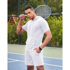 Men’s Grey Hoodie and Shorts <b>Set</b> Relaxed Fit Lightweight Breathable Summer Outfit Stylish Casual Streetwear Clothing - Product Image 2