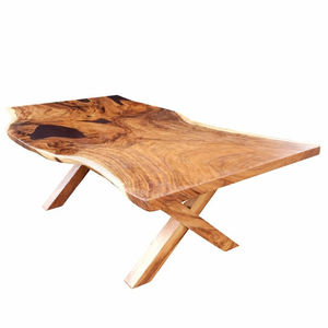 Mesa de Comedor de Madera Maciza de Suar con Borde Natural, Duradera, Hecha a Mano, Ecológica, Diseño Moderno, para 6 Personas, Color de Veta de Madera Único X - Product Image 1