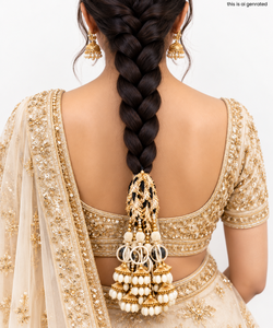 Paranda para el Cabello para Mujer, Borla Nupcial, Jhumar, Latkan, Perlas, Accesorio Colgante Dorado para Trenzas, Lehenga, Saree y Dupatta - Product Image 5