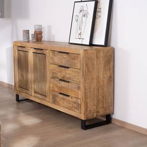 Vandana Autumn Flow Mango wood <b>sideboard</b> with reversible black striated decoration Manoha - Product Image 4