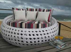 เตียงอาบแดดกลางแจ้ง เฟอร์นิเจอร์เดย์เบดสำหรับสวน โรงแรม ชายหาด ทำจากไม้สัก พร้อมหลังคาคลุมและเบาะนุ่มสบาย - Product Image 5