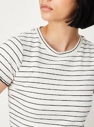 เสื้อยืดผู้หญิงลายทางฤดูร้อนถักนิตติ้งโมดัลลำลองแขนสั้นทรงหลวม - Product Image 3