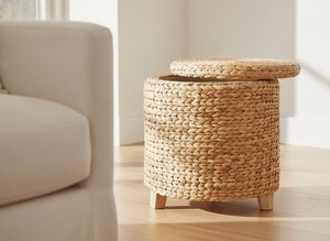 High Quality Water Hyacinth <b>Cushion</b> Wholesale Woven Wicker Ottoman <b>Round</b> <b>Cushion</b> <b>Stool</b> Made in Vietnam by KingCraftViet - Product Image 4