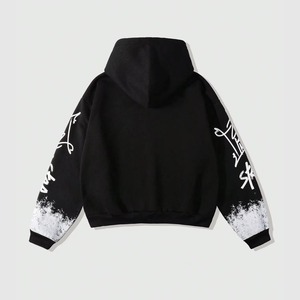 Sudadera con Capucha Estampada Hecha a Mano Estilo Vintage para Hombre, de Moda, Ajuste Oversize, Estilo Urbano, Mangas Largas hasta la Muñeca, Casual y a la Moda - Product Image 2