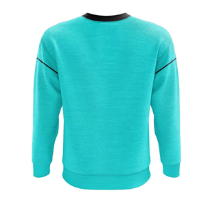 เสื้อสเวตเชิ้ตคอกลมสีเทอร์ควอยซ์สำหรับผู้ชาย ทรงปกติ ผ้าถัก สีพื้น สวมใส่สบายๆ ในฤดูใบไม้ร่วง แขนยาว - Product Image 5