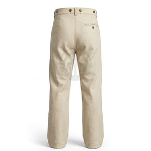 Pantalon Homme Taille Personnalisée Style Guerre Civile, Coupe Droite d'Inspiration Vintage, Tissu Toile Léger et Écologique, Boutons Sécurisés - Product Image 2