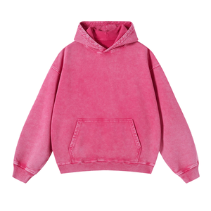 Unisex Vintage Washed <b>Pink</b> Regular Fit Heavyweight Cotton Fleece Pullover <b>Sweatshirt</b> Quick Dry Anti Wrinkle Winter Custom Blank - Product Image 2