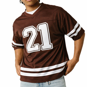 Maillot de sport unisexe en mesh marron personnalisé, col en V, sublimation, meilleure qualité, coutures soignées, maillot de football américain marron alternatif - Product Image 1