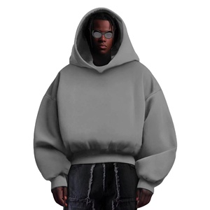 Sweat-shirt à capuche zippé pour homme, coupe ample, en molleton de coton épais, avec broderie et impression personnalisées, style uni - Product Image 2