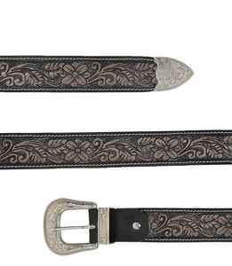 Ceinture en cuir de style western Rub International Premium pour hommes - Design floral en relief, boucle en argent gravée, style vintage - Product Image 4