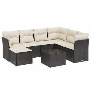 Set di divani da giardino modulari in polyrattan nero da 8 pezzi - Product Image 2
