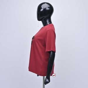High Quality Women <b>T</b> <b>Shirt</b> <b>Sequin</b> Chenille Unique Embroidery Printing Base Short Sleeve Crew Neck Cotton Breathable Solid Color - Product Image 3