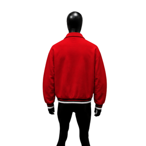 Men's <b>Red</b> Varsity Jacket With Zipper Closure Turn-down Collar Casual Style Polyester Material Autumn Wear LIGHTWEIGHT EVERYDAY - Product Image 2