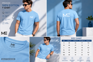 T-shirt bleu ciel 100 % coton, manches courtes, col rond, coupe classique, décontracté, effet délavé, 250 g, coutures durables, tissu respirant, personnalisable - Product Image 5