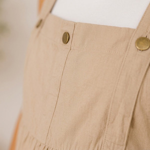 Robe de maternité sans manches pour femme, style salopette, coupe trapèze mi-mollet, en lin et coton, respirante, coupe ample, couleur naturelle, idéale pour l'été - Product Image 3
