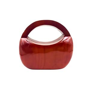 Pochette de soirée de luxe en bois avec poignée arquée, sac rigide de créateur pour femme, idéal pour les mariages et événements. - Product Image 1