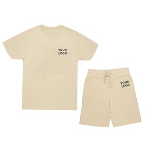 Superb Custom Screen Print Unisex Sweatsuit Short Sleeve Cotton Men 2 Piece Summer Short <b>Set</b> Plain T Shirt Shorts <b>Set</b> - Product Image 6