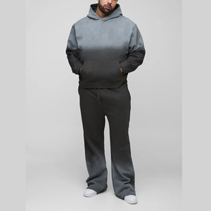 Conjunto Deportivo Transpirable con Logotipo Bordado Personalizado, 100% Algodón Felpa, Sudadera con Capucha y Pantalones Deportivos Extra Grandes - Product Image 1