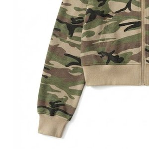 New Arrival Custom Logo Women's Camouflage <b>Hooded</b> <b>Zip</b>-Up Sweatshirt Short Length Casual Cotton Blend Knitted Full Sleeve Autumn - Product Image 6