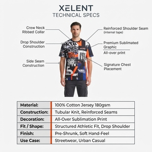 เสื้อยืดพิมพ์ลายทั้งตัวแบบซับลิเมชั่นสำหรับผู้ชาย เสื้อผ้าถักเนื้อผ้าคุณภาพสูง สไตล์สตรีทแวร์ กราฟิกที โออีเอ็ม เสื้อผ้าผู้ชาย - Product Image 5