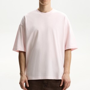 T-shirts pour hommes rose pastel, grammage lourd 280 GSM, 100% coton peigné, coupe carrée, épaules tombantes, logo personnalisé, impression DTG, OEM, vente en gros - Product Image 5