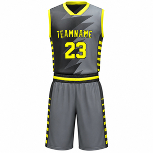 Ensemble d'uniformes de basketball unisexes personnalisés vert, gris, noir avec logo imprimé par sublimation, vêtements de sport respirants en polyester pour équipes adultes - Product Image 6