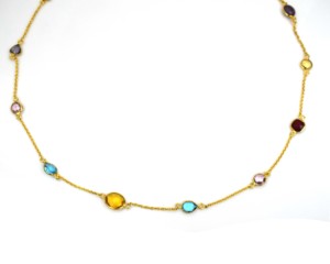 Collier station plaqué or multi-pierres précieuses Aurora - Product Image 6