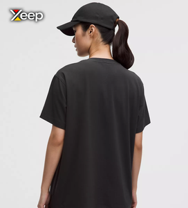 เสื้อยืดผู้หญิง XEEP แบบลำลอง น้ำหนักเบา เหมาะสำหรับออกกำลังกาย ผ้าถักผสมสแปนเด็กซ์/คอตตอน ปักลายเรียบง่าย ทรงหลวม แขนสั้น - Product Image 2