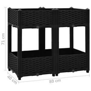 Jardinera Rectangular Mediana Elevada de Polipropileno Negro para Flores y Plantas - Product Image 6