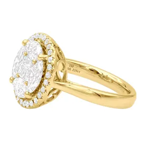 Bague Halo Cluster en Or 18K 750 Certifiée IGI avec Diamant de Laboratoire de 0,216 ct pour Femme, Bague de Fiançailles, de Mariage et de Soirée de Luxe - Product Image 6