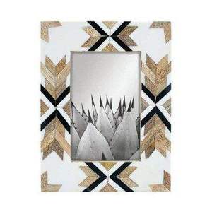 Marco de Fotos Geométrico Moderno en Blanco y Negro, de Resina, Vertical, con Soporte de Cabecera, para Escritorio, Personalizable - Product Image 5