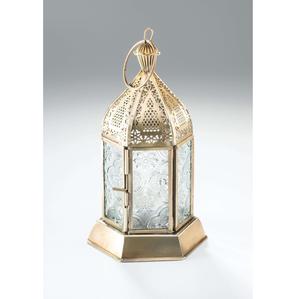 Lanterne marocaine multicolore de style T Light, lanterne en verre rose, jaune, bleu, lanterne suspendue, panneaux en verre dans un cadre en métal noir - Product Image 5