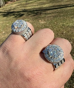 Hiphop Iced Out Moissanite Cluster <b>Ring</b> for <b>Men</b> 925 Sterling <b>Silver</b> Hip Hop Pinky <b>Ring</b> Luxury Rapper Style Statement Jewelry - Product Image 2