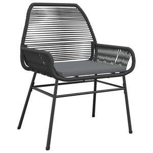 Black And Dark <b>Grey</b> Cushioned Garden Dining Set Steel <b>Frame</b> Contemporary Outdoor Furniture For 2 Seating - Product Image 4