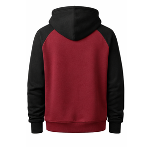 Sudaderas deportivas premium de dos tonos con mangas raglán, color granate y negro en contraste, sudaderas de alta calidad para hombre. - Product Image 2