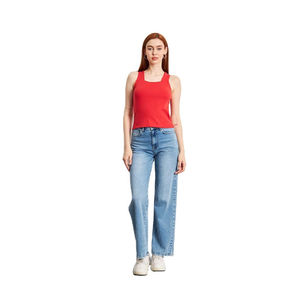 Index Apparel Débardeur en tricot rouge uni pour femme, col carré, style décontracté, longueur normale - Product Image 6